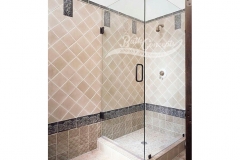 2 Frameless corner shower enclosure with a swinging door and a return panel CLEAR GLASS OIL RUBBED BRONZE HARDWARE 1192 - 1292