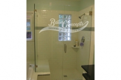 8 Frameless corner enclosure with an inline & return stationary panel CLEAR GLASS BRUSHED NICKEL HARDWARE 1193 - 1293